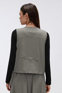 Women's Workwear Sleeveless  Drawstring Waist Cargo Vest