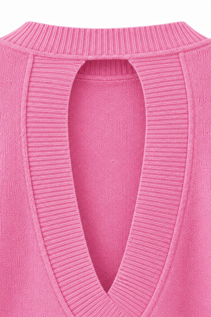 Women's Solid Back Crisscross Cutout Loose Knit Sweater