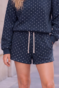 Unisex Fall Polka Dot Elastic Waist Drawstring Casual Shorts