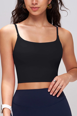 Women's Athletic Cross-back U-neck Solid Tank Top