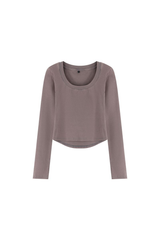 Women's Fall Snowflake U-Neck Slim Fit Long Sleeve Top