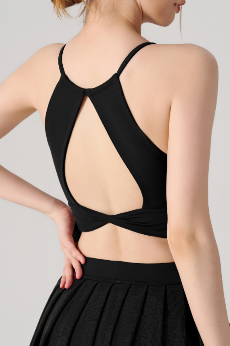 Women's Twisted Cutout Back Halterneck Padded Sports Bra