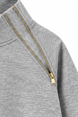 Women's Asymmetric Zip Elastic Hem Mock Neck Sweatshirt