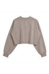 Women Cropped Exposed Seam Sweatshirt
