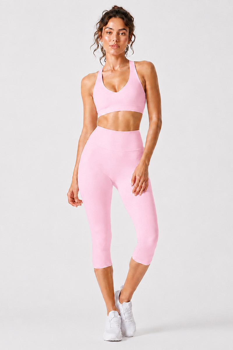Women's Racerback Sports Bra & Capri Leggings Workout Set