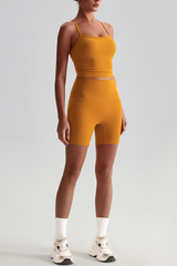 Women's Y-Back Cropped Tank Top &Hip Lift Yoga Short 2Pc Set