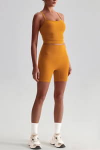 Women's Y-Back Cropped Tank Top &Hip Lift Yoga Short 2Pc Set