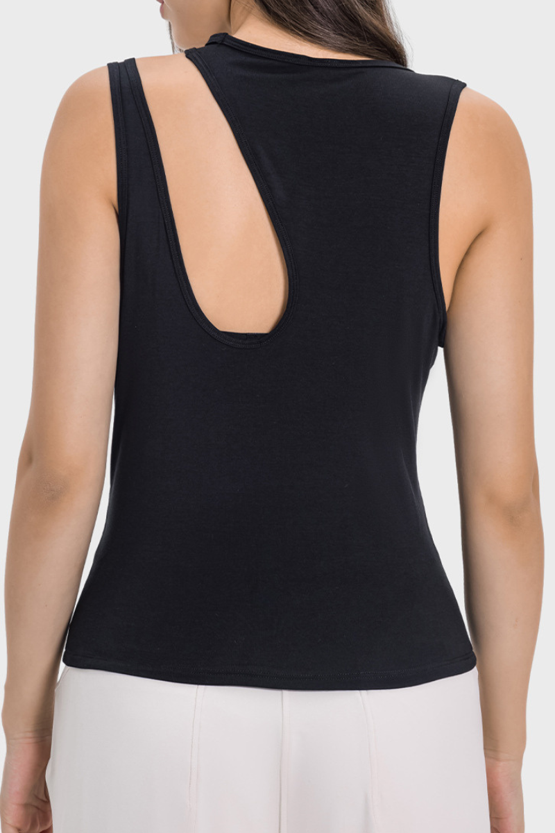 Women's Nude Feel Yoga Top - Sexy Cut-Out Strap Fitness Tank