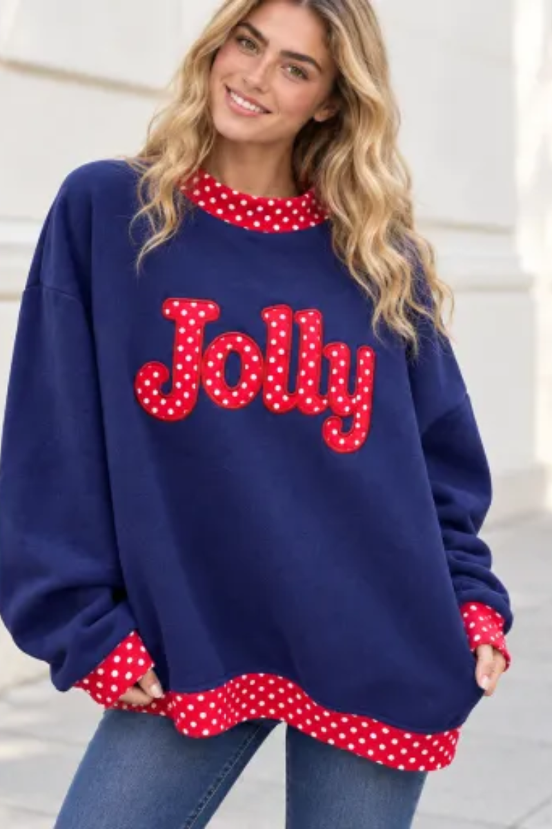 Women's Fall Letter Appliqué Embroidery Mockneck Sweatshirt