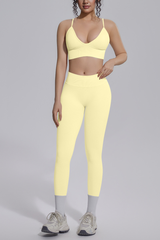 Women's Seamless Triangle Cup Bra&No Front Seam Legings Set