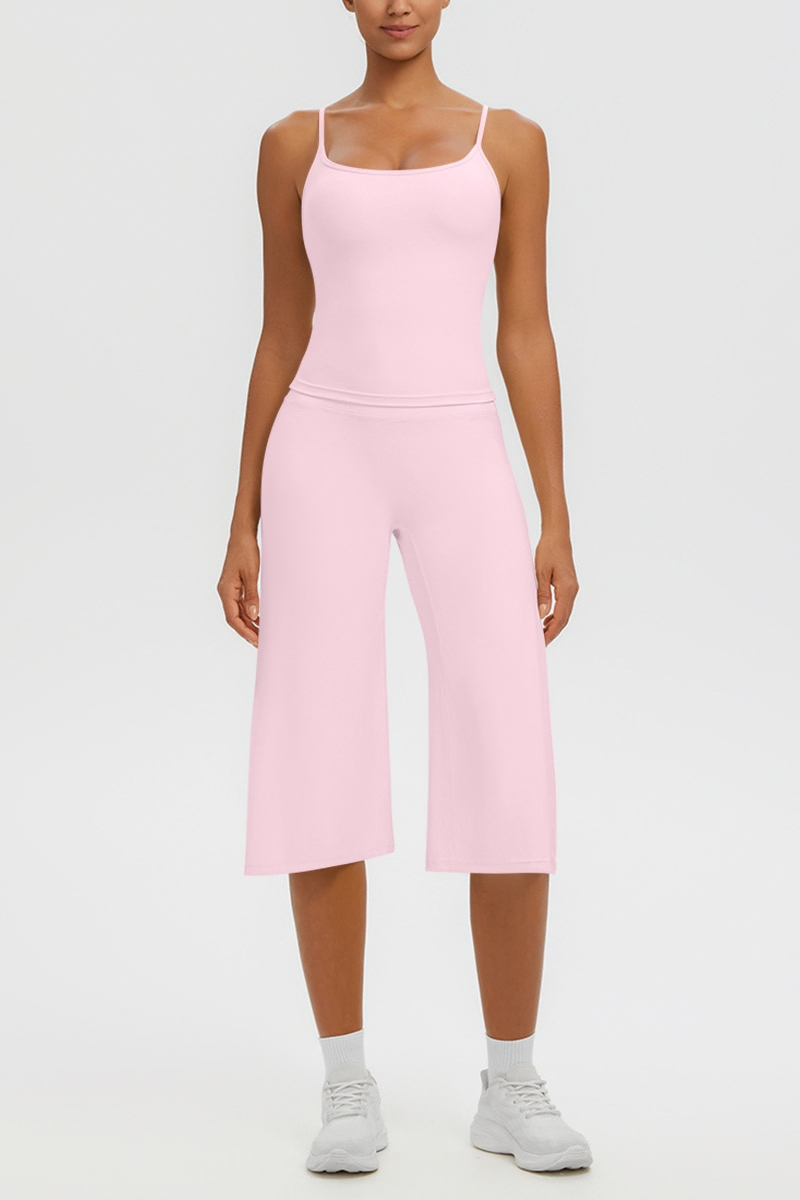 Women's Tank Top & Wide Leg Yoga Cropped Pants Set