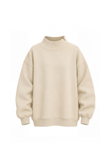 Women's Fall Solid Side-Slit Neckline Mock Neck Sweatshirt