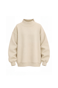 Women's Fall Solid Side-Slit Neckline Mock Neck Sweatshirt