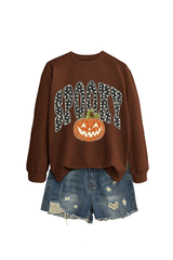 Women's Fall Pumpkin Polka Dot Halloween Multi‑Color Pullover