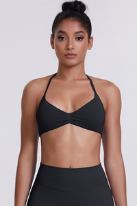 Women's Seamless Pleated Halterneck Sports Bra