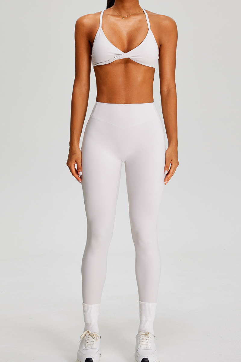 Women's Sport Set:Twist Front Triangle Cup Bra & Leggings