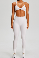 Women's Sport Set:Twist Front Triangle Cup Bra & Leggings