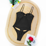 Women's Metal Button Strapless Lace One Piece Swimsuit