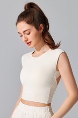 Women's Bare Feel Twist Open Back Cropped Sport T-shirt