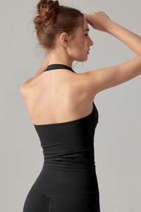 Women's Athletic Square Neck Halter Padded Yoga Tank Top