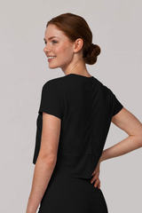 Women's Summer Crew Neck Athletic Cropped Solid Tee