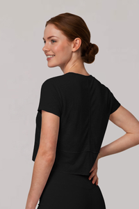Women's Summer Crew Neck Athletic Cropped Solid Tee