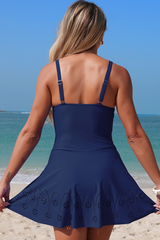 Women's V-neck Twist-Front Cut Out Hem Dress Swimsuit