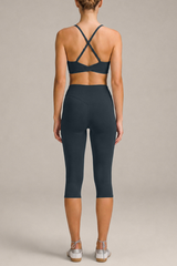 Women's Cross Adjustable Back V NeckBra And Capri Yoga Set