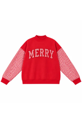 Women's Fall Christmas Letter Embroidery Mockneck Sweatshirt