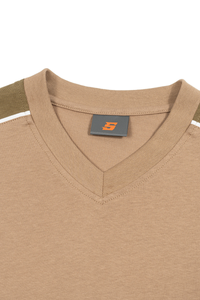 Men's 100% Cotton Color-Block V-Neck Short-Sleeve T-Shirt