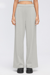 Women's Fall Center Pleat Hidden Card Pocket Wide Leg Pants