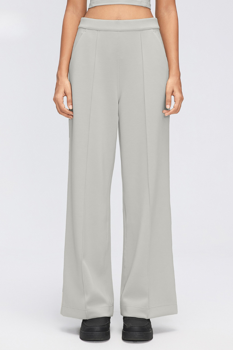 Women's Fall Center Pleat Hidden Card Pocket Wide Leg Pants