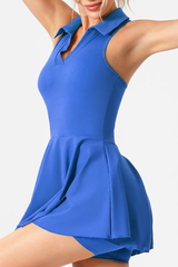 Women's Tennis Polo Collar Mini Dress &Side Pocket Short Set