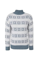 Women Christmas Snowflake Mock Neck Sweater No Cotton Lining