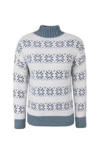 Women Christmas Snowflake Mock Neck Sweater No Cotton Lining