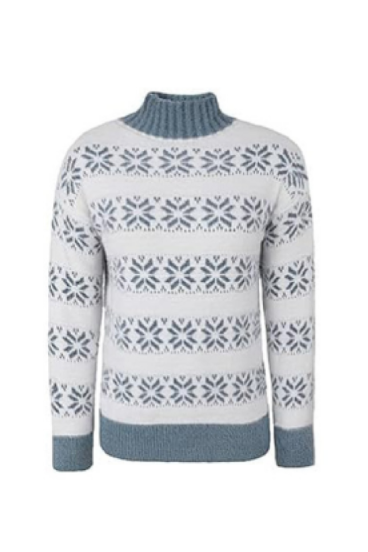 Women Christmas Snowflake Mock Neck Sweater No Cotton Lining