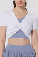 Women Twist Front V-Neck Cropped T-shirt( Bra Not Included)