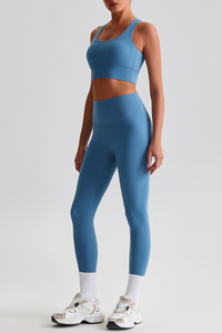 Women's Bare Feel  Cross Back Bra & High Waist Leggings Set