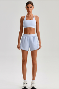 Women's Y-Back Sports Bra & Double-Layer Shorts 2-Piece Set