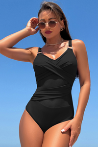Women's Mesh-Stitched Twist-Front One-Piece Swimsuit