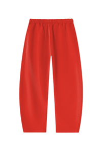Unisex Fall Fleece Elastic Waist Curved Wide Leg Sweatpants