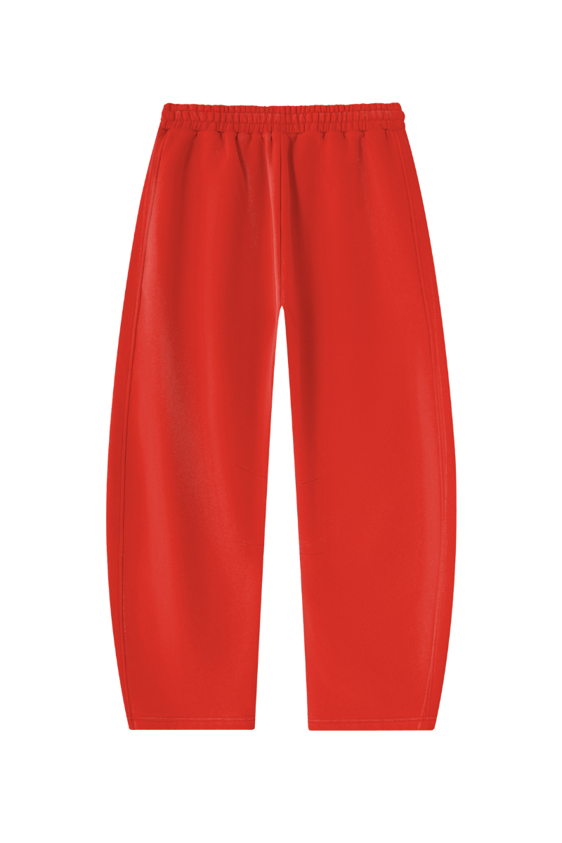 Unisex Fall Fleece Elastic Waist Curved Wide Leg Sweatpants