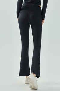 Women's Athletic High-Waisted Slim Fit Solid Flared Pants