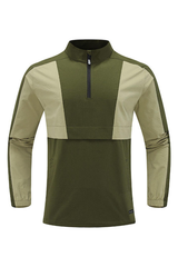 Men's Color Block Half Zip Mock Neck Outdoor Pullover Jacket