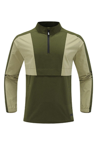 Men's Color Block Half Zip Mock Neck Outdoor Pullover Jacket