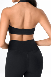 Women's Halterneck Deep V-neck Open Back Yoga Bra