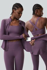 Women's 3-Piece Activewear Set: Jacket + Sports Bra + Leggings