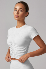 Women’s Summer Pleated Cropped Slim Fit Sport T-shirt