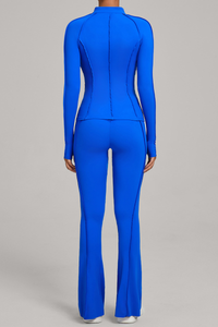 Versatile zipper-fastened matte-finish yoga three-piece set