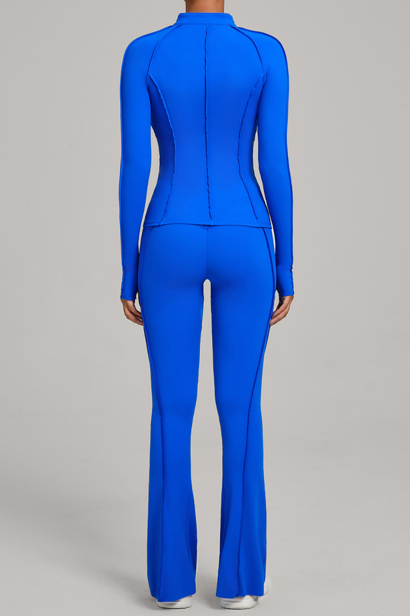 Versatile zipper-fastened matte-finish yoga three-piece set